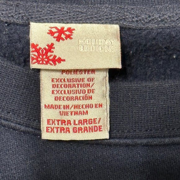 Holiday Editions size XL navy blue snowman appliqué winter Christmas sweatshirt - Picture 4 of 6